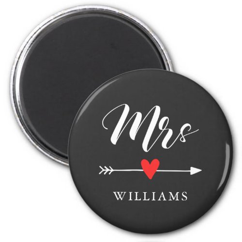 Personalized Mrs with Heart and Arrow Magnet