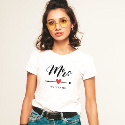 Personalized Mrs with Heart and Arrow T_Shirt