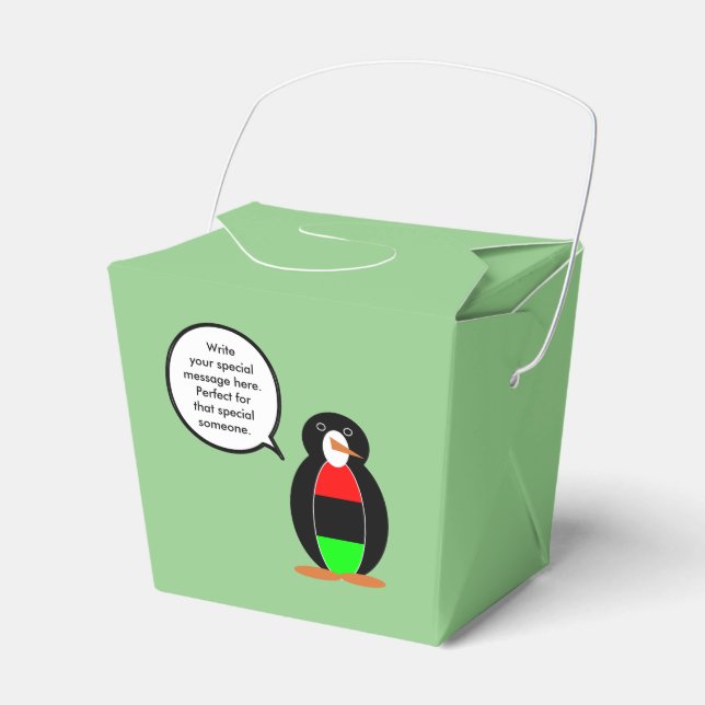 Personalized Ms Penguin African Diaspora Talking Favor Boxes (Front Side)