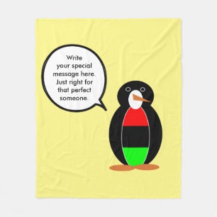 Personalized Ms Penguin African Diaspora Talking Fleece Blanket