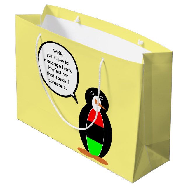 Personalized Ms Penguin African Diaspora Talking Large Gift Bag (Back Angled)