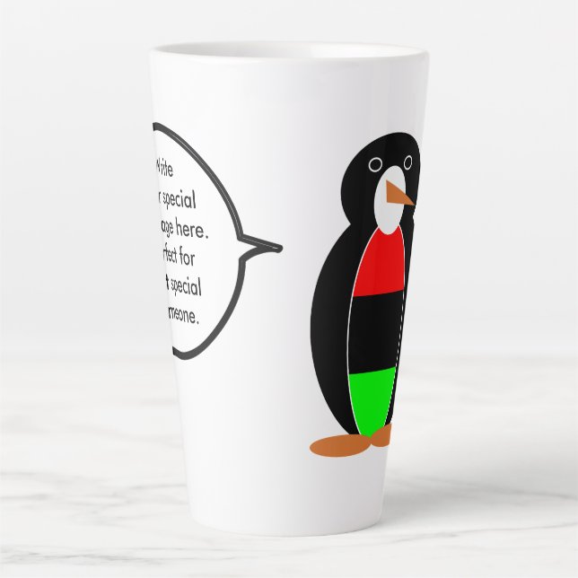 Personalized Ms Penguin African Diaspora Talking Latte Mug (Front)