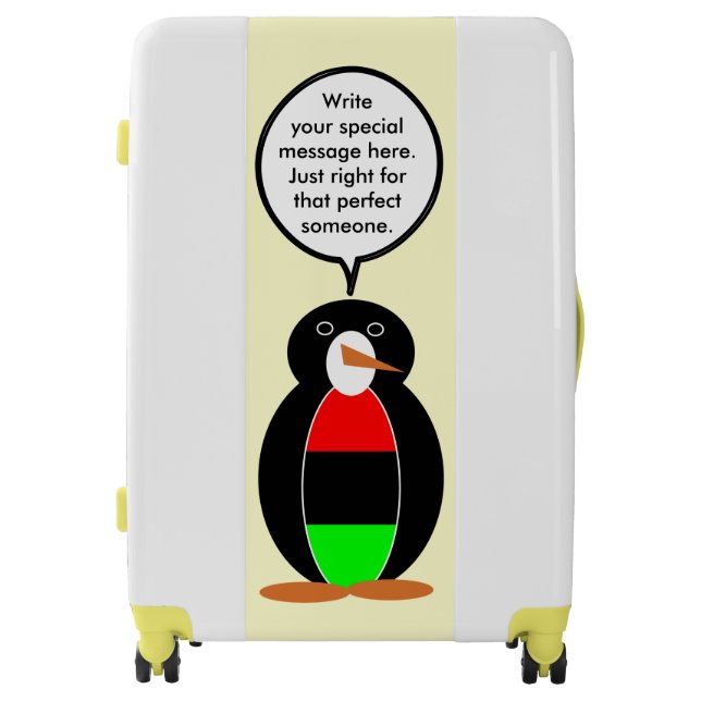 Personalized Ms Penguin African Diaspora Talking Luggage (Front)