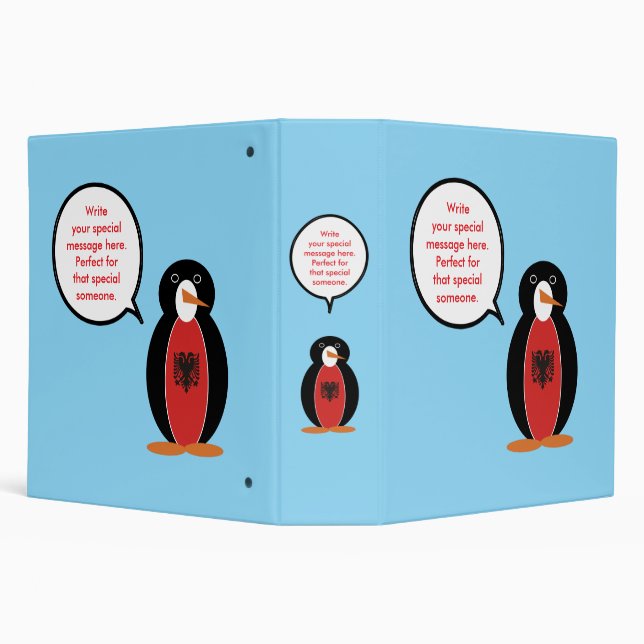 Personalized Ms. Penguin Albania 3 Ring Binder (Background)
