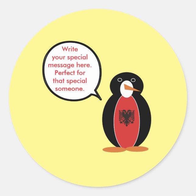 Personalized Ms. Penguin Albania Classic Round Sticker (Front)