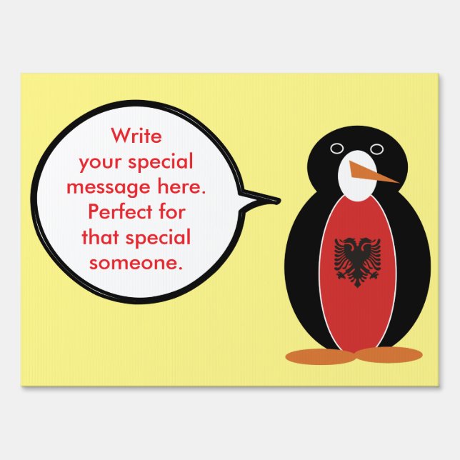 Personalized Ms. Penguin Albania Outdoor Sign (Front)