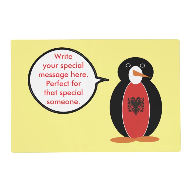 Personalized Ms. Penguin Albania Placemat (Front)