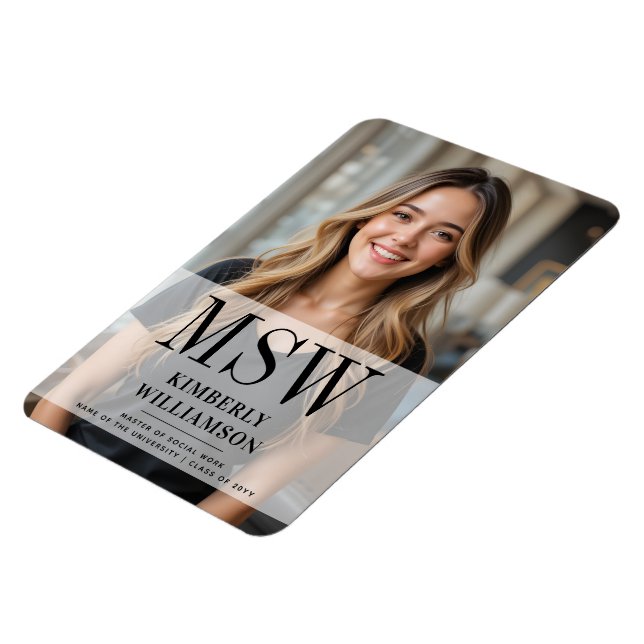 Personalized MSW Master of Social Work Graduation Magnet (Left Side)