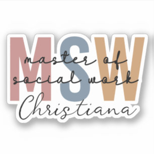 Personalized MSW Master of Social Work Retro Sticker