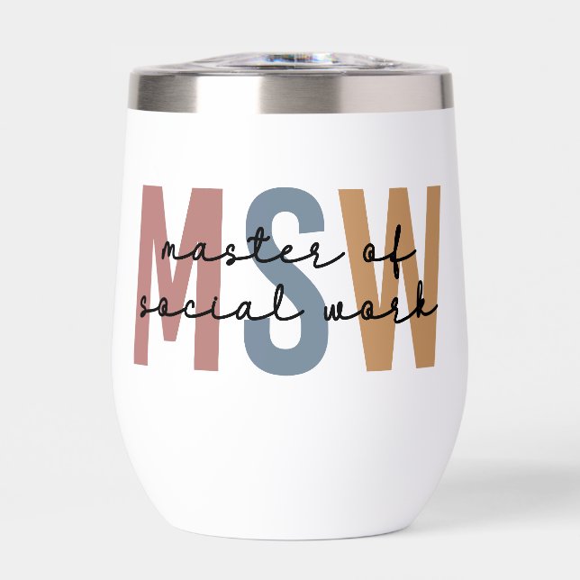 Personalized MSW Master of Social Work Thermal Wine Tumbler (Front)