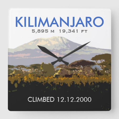 Personalized Mt Kilimanjaro Climb Commemorative Square Wall Clock