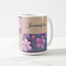 Personalized Mug - Colorful Glitter Flowers
