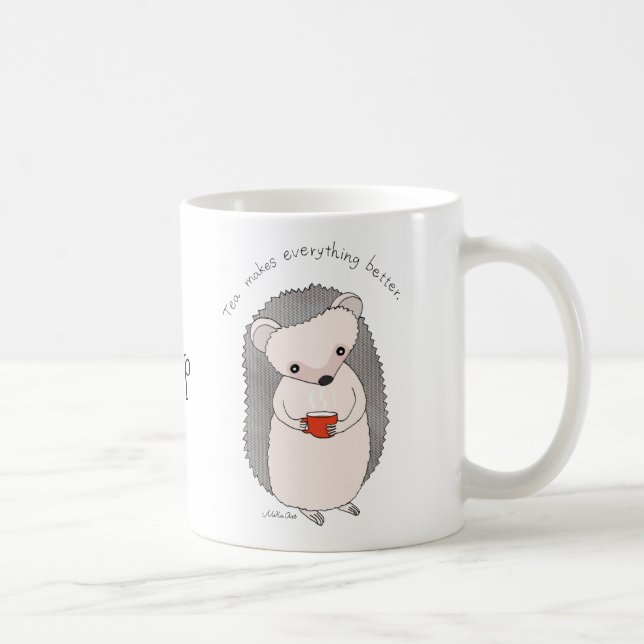 Personalized mug Cute Hedgehog Tea Lover Name Mug (Right)