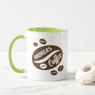 Personalized mug gift with coffee beans design