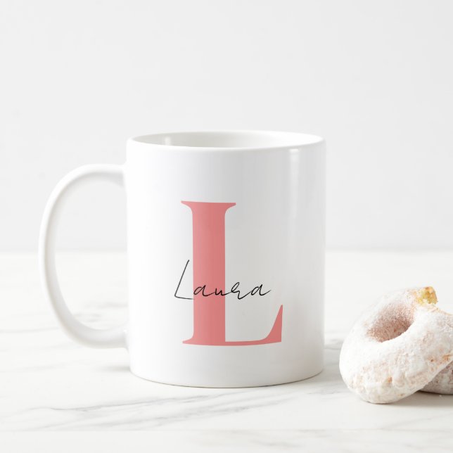 Personalized Mug Initial with Name Cup Custom Gift (With Donut)