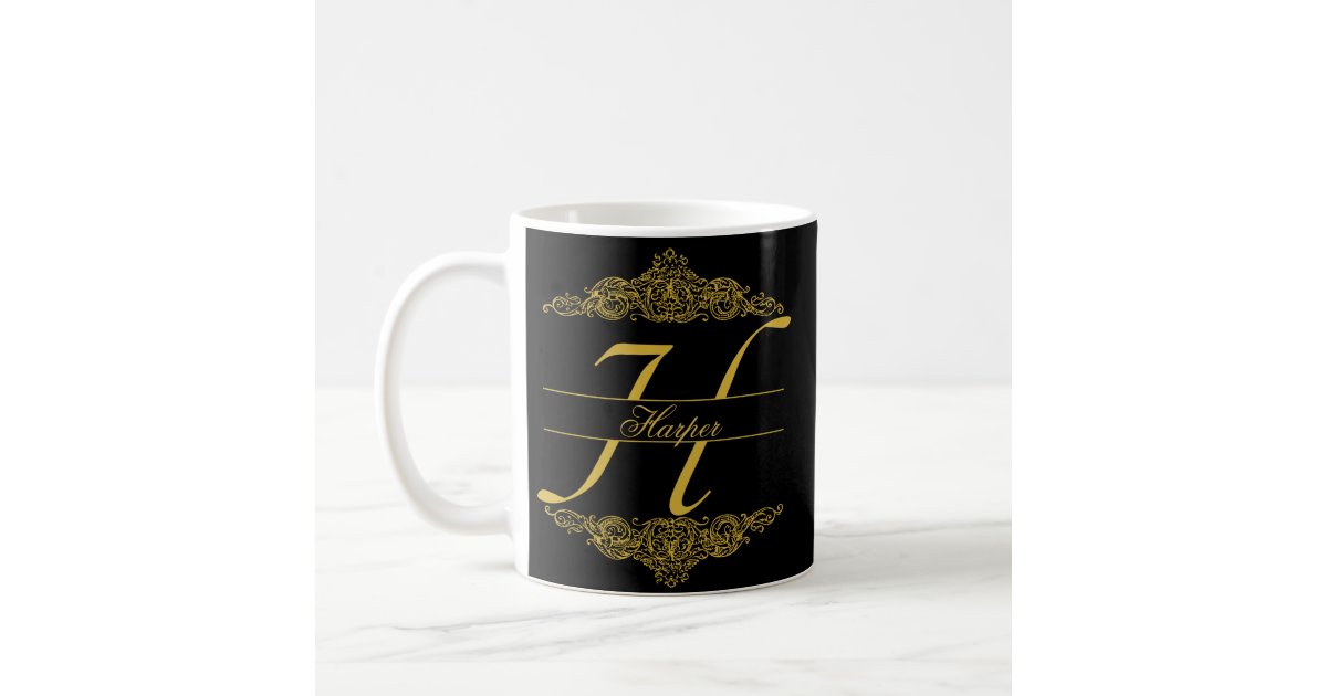 Heather name meaning monogram H personalized mug, Zazzle