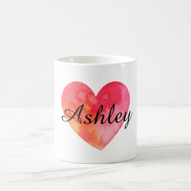 Personalized mug name and watercolor heart (Center)