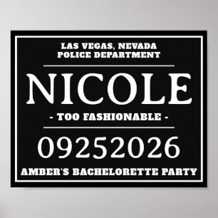Personalized Mug Shot Signs, Bachelorette Party Poster