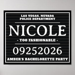 Personalized Mug Shot Signs, Bachelorette Party Poster