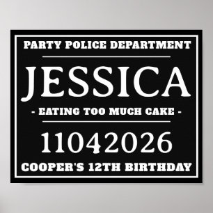 Personalized Mug Shot Signs, Birthday Party Poster