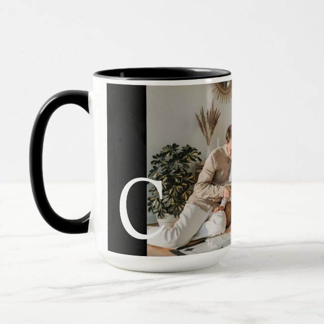 Personalized mug with monogram and family photo (Left)
