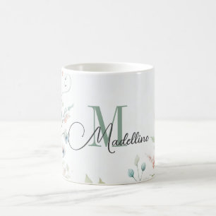 Personalized Mug with Wild Flowers & Green Plants
