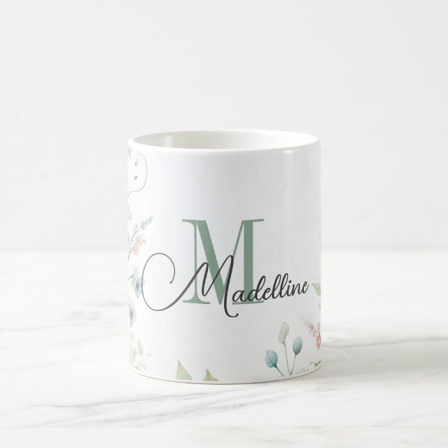 Personalized Mug with Wild Flowers & Green Plants (Center)