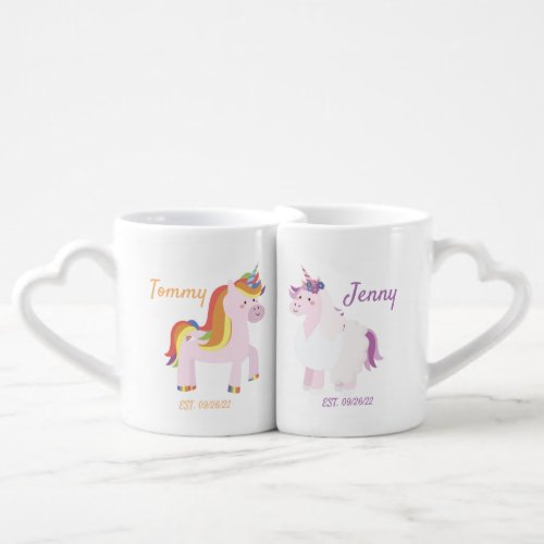 Personalized mugs with cute unicorns