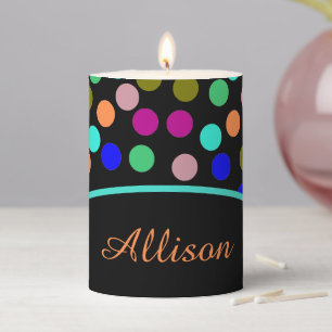Personalized Multi color dots Pillar Candle