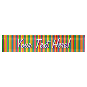 Personalized Multi Color Rainbow Vertical Stripes Nameplate