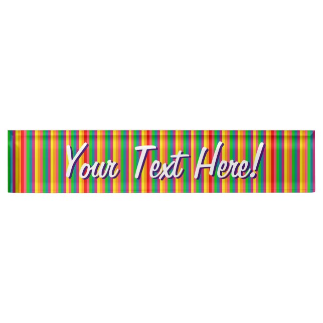 Personalized Multi Color Rainbow Vertical Stripes Nameplate (Front)