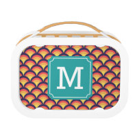 Personalized Multi-Color Waves Geometric Monogram Lunch Box