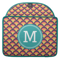 Personalized Multi-Color Waves Geometric Monogram MacBook Pro Sleeve