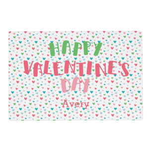 Personalized Multi Colored Heart Valentine’s Day Placemat