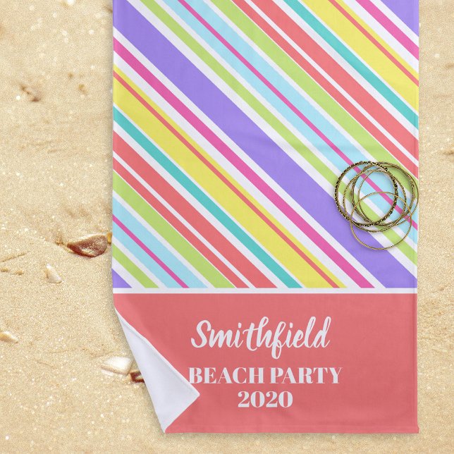 Personalized Multi-colored Stripes Beach Towel (Creator Uploaded)