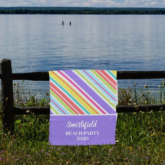 Personalized Multi-colored Stripes Beach Towel (Creator Uploaded)