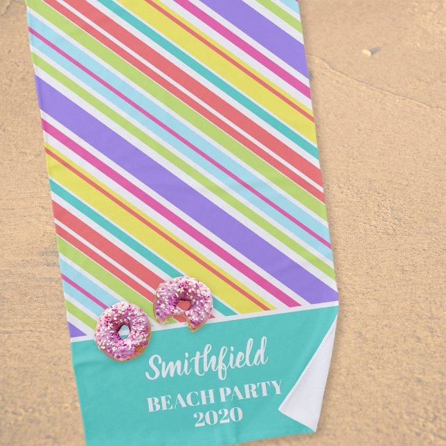 Personalized Multi-colored Stripes Beach Towel (Creator Uploaded)
