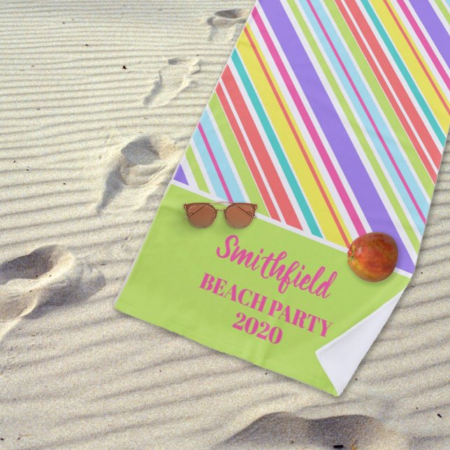 Personalized Multi-colored Stripes Beach Towel (Creator Uploaded)