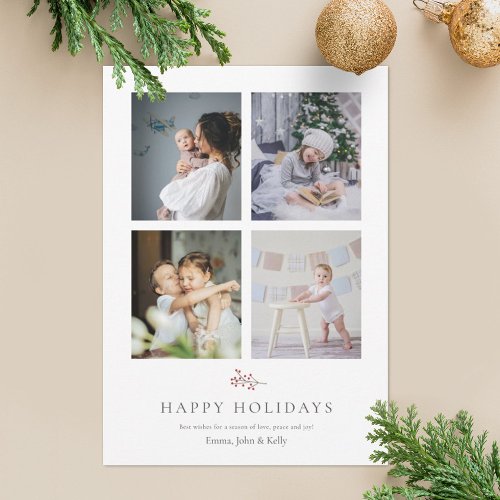 Personalized Multi Photo Collage Christmas Holiday Card
