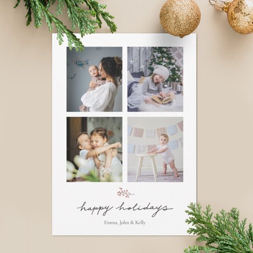 Personalized Multi Photo Collage Family Christmas Holiday Card