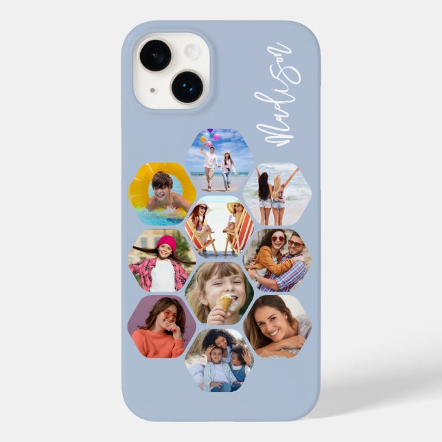 Personalized Multi Photo Collage Name Case-Mate iPhone Case (Back)