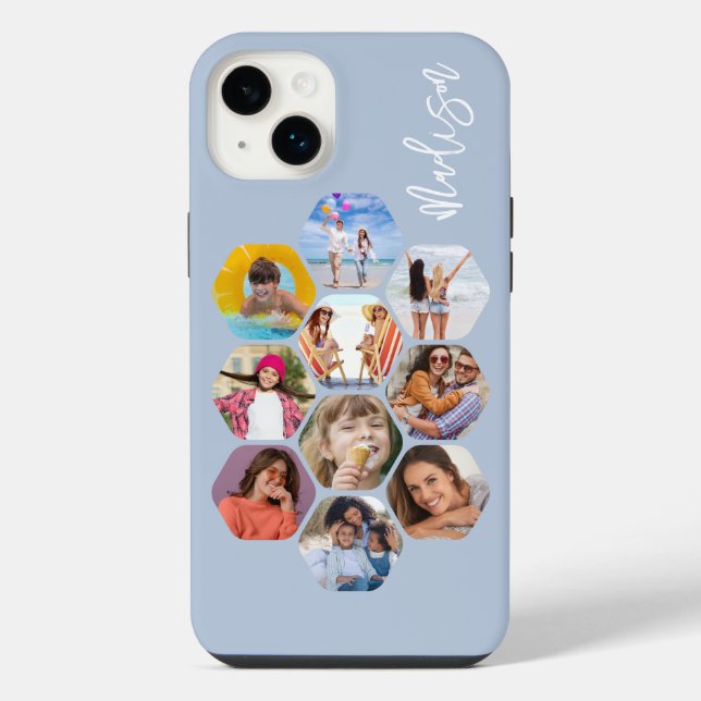 Personalized Multi Photo Collage Name Iphone Case (Back)