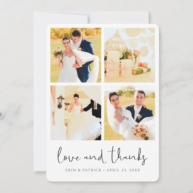 Personalized Multi Photo Collage Wedding Thank You Card (Front)