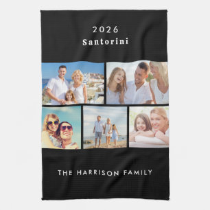 Personalized Multi Photo Family Holiday Souvenir Kitchen Towel
