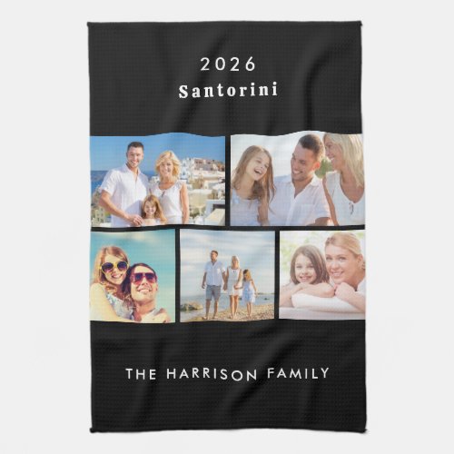 Personalized Multi Photo Family Holiday Souvenir Kitchen Towel