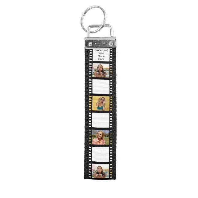 Personalized Multi Photo Filmstrip Collage Wrist Keychain (Keys on Top)