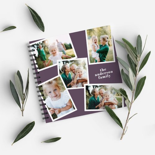 Personalized multi photo purple elegant modern notebook