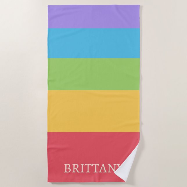 Personalized Multicolor 5 Color Blocking Beach Towel (Front)