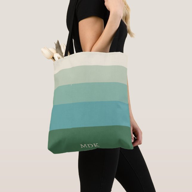 Personalized Multicolor 5 Stripes Tote Bag (Close Up)