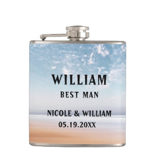 Personalized Multicolor Beach Scene Flask